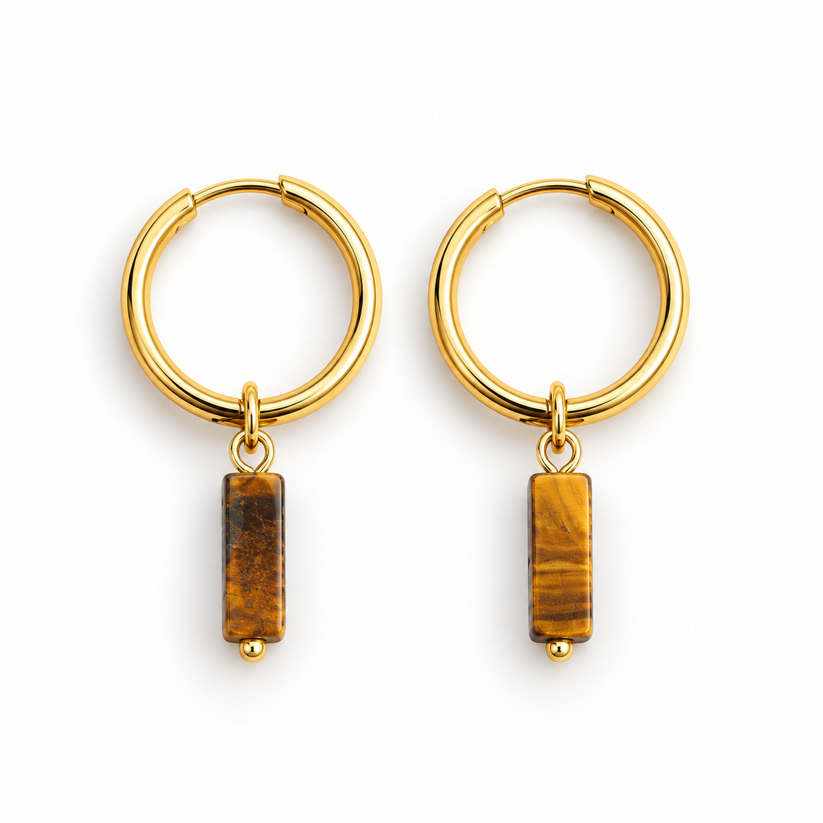Vela Tiger Eye Hoops Set