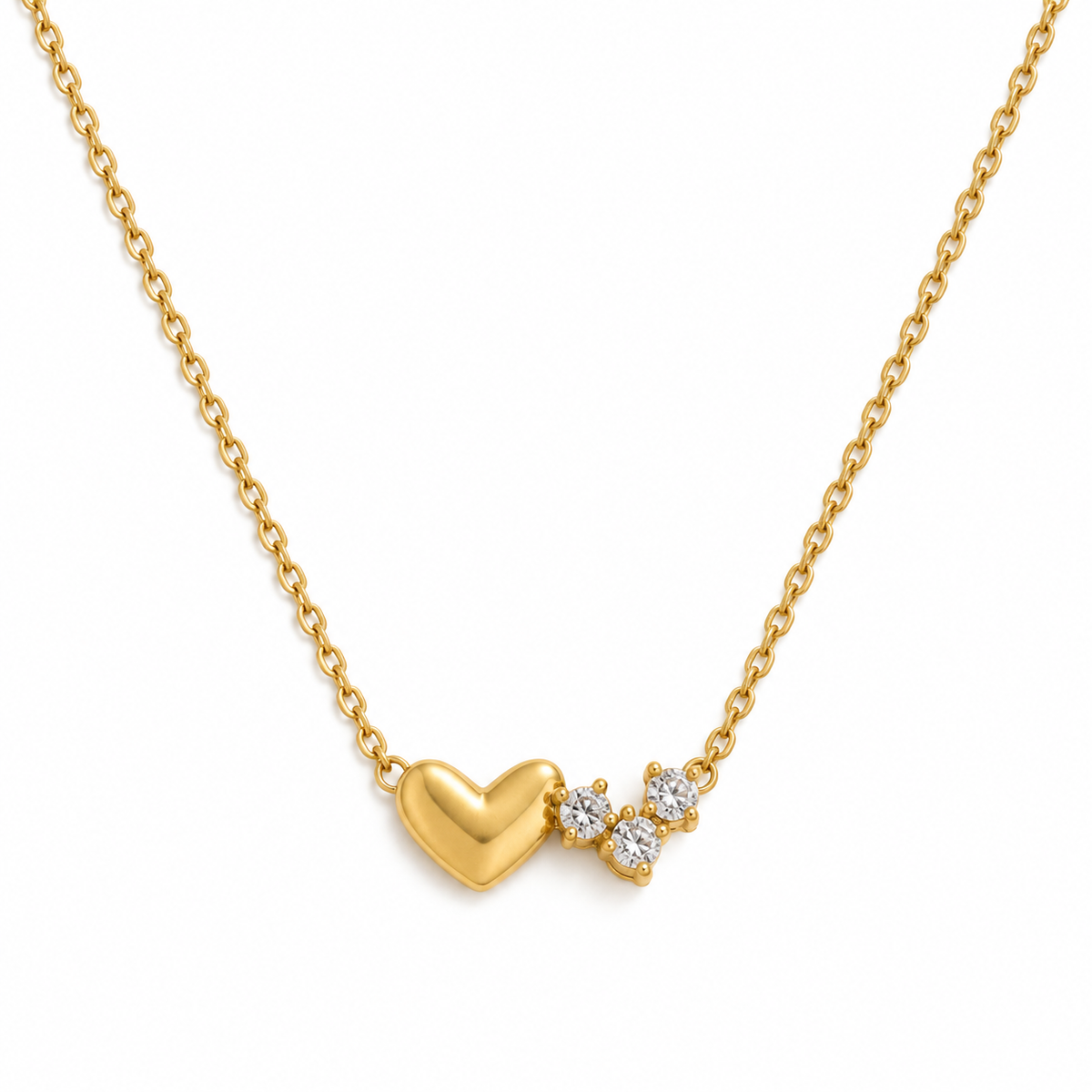 Calia Heart Kette – Herzkette aus Edelstahl, vergoldet, kleiner Herz-Anhänger mit Zirkonia