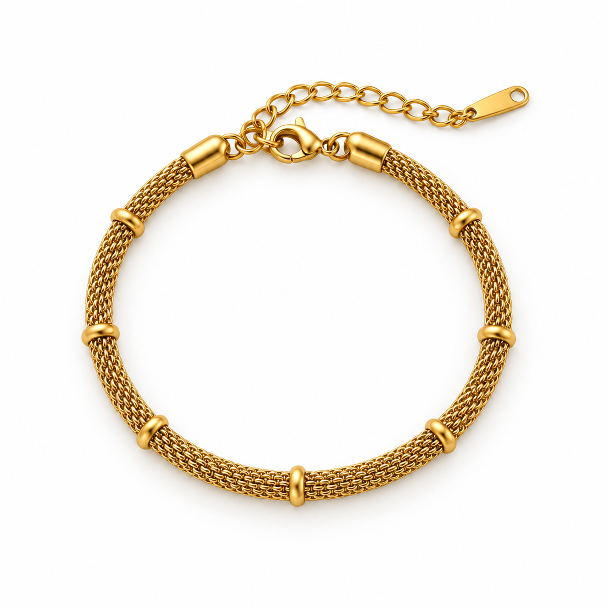 Elara Mesh Armband – Armband aus Edelstahl, vergoldet, mit flacher mehrreihiger Mesh-Struktur
