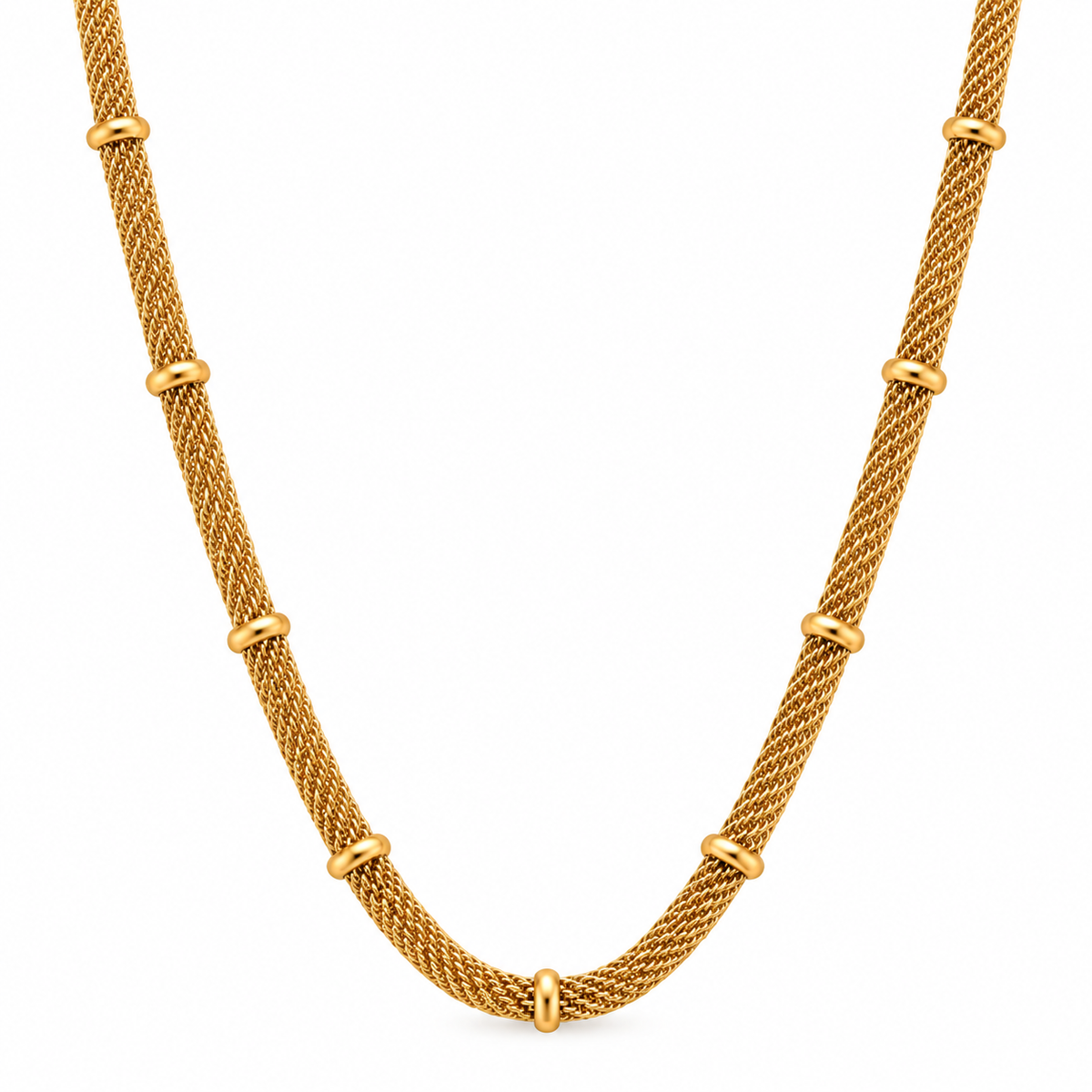 Elara Mesh Kette – Goldkette aus Edelstahl, vergoldet, mit flacher mehrreihiger Mesh-Struktur