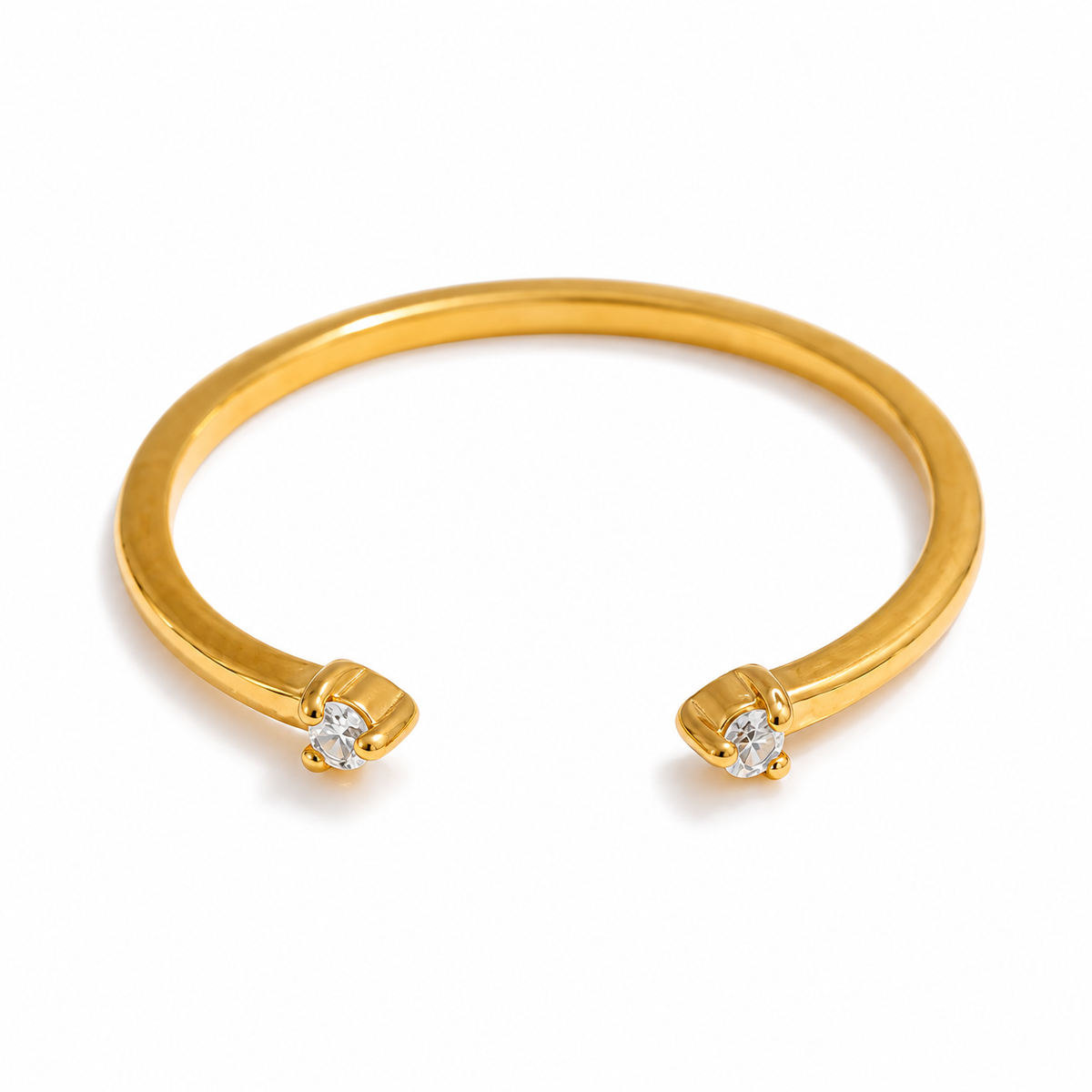 Alisa Twin Spark Ring – Ring aus Edelstahl, vergoldet, offen mit zwei Zirkonia-Enden