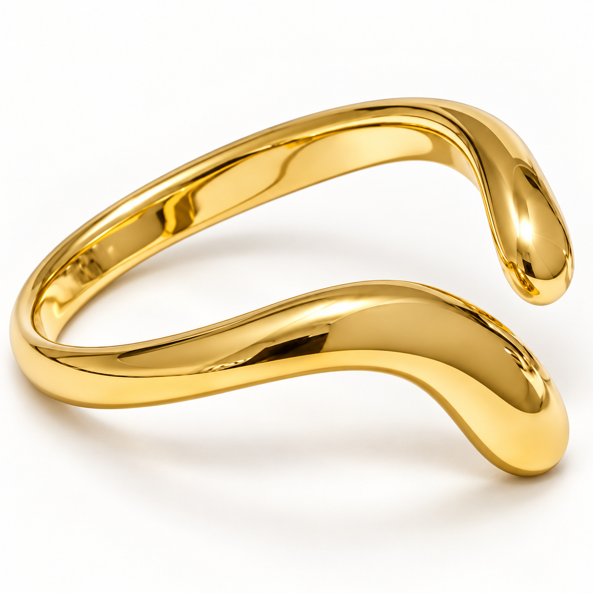 Naya Wave Ring – Ring aus Edelstahl, vergoldet, schmale offene Wellenform