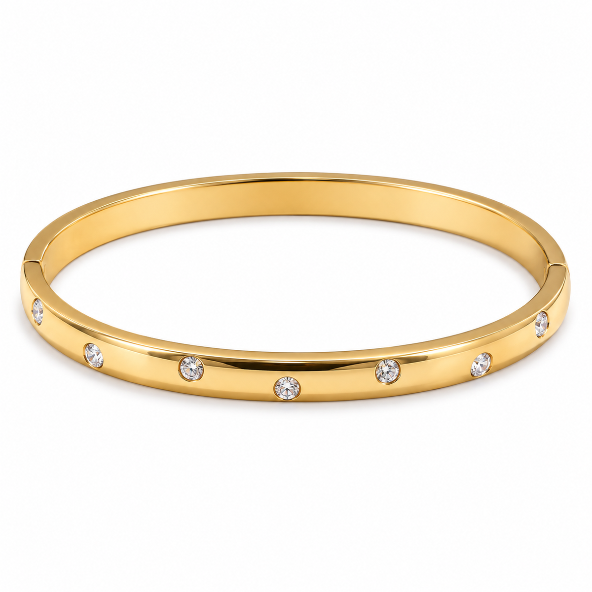 Selene Spark Bangle – Armreif aus Edelstahl, vergoldet, mit einzeln gesetzten Zirkonia