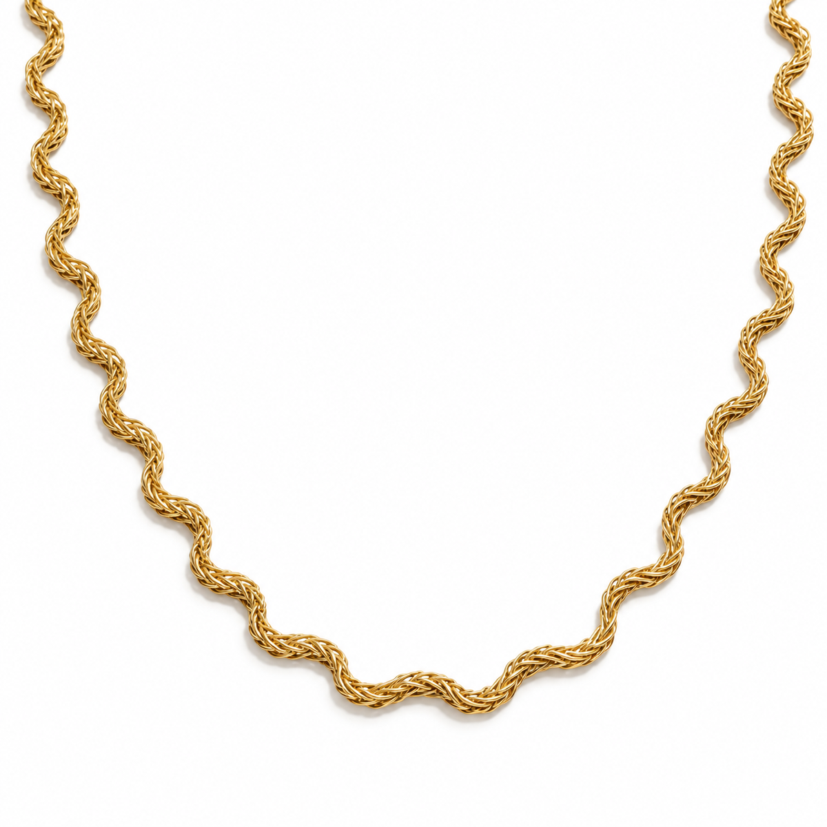 Selira Twist Kette – gedrehte Kette aus Edelstahl, vergoldet, wellenförmige Struktur