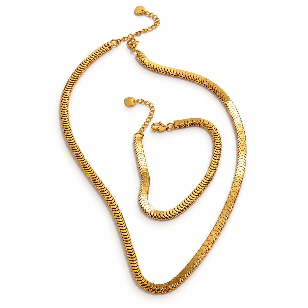 Sorella Set – Schmuckset aus Edelstahl, vergoldet, Collar Kette und Armband