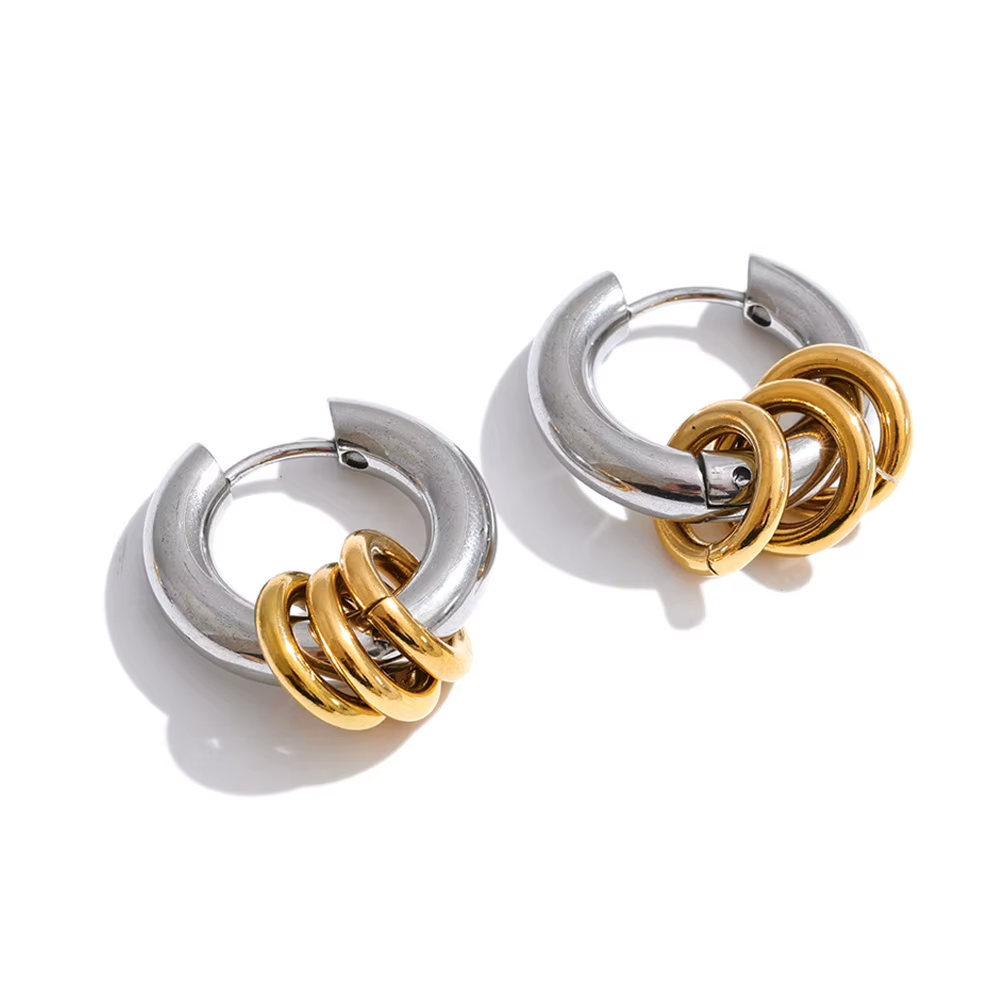 Mavira Duo Orbit Creolen in Silber und Gold