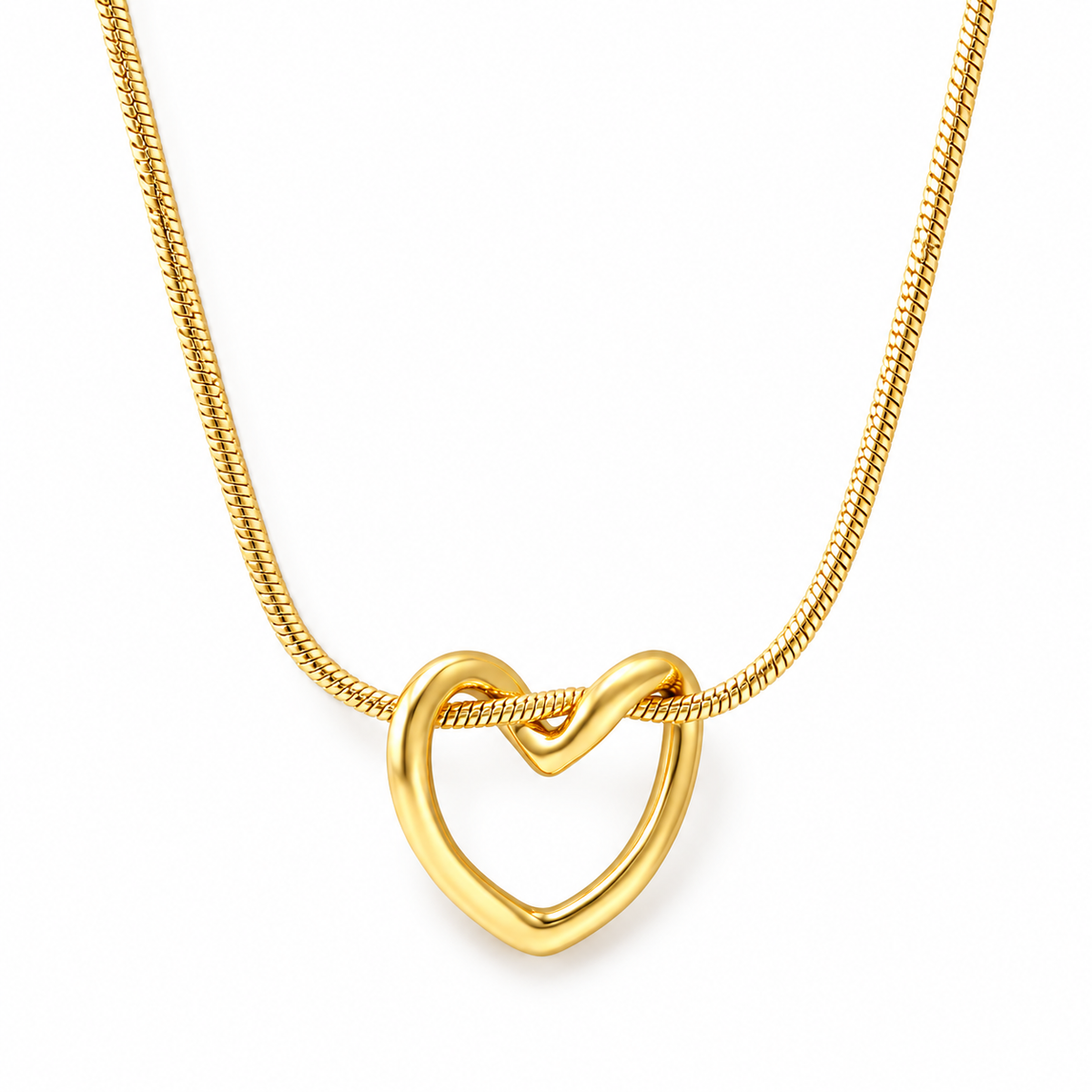 Noemi Heart Kette – Herzkette aus Edelstahl, vergoldet, offenes Herz an Schlangenkette
