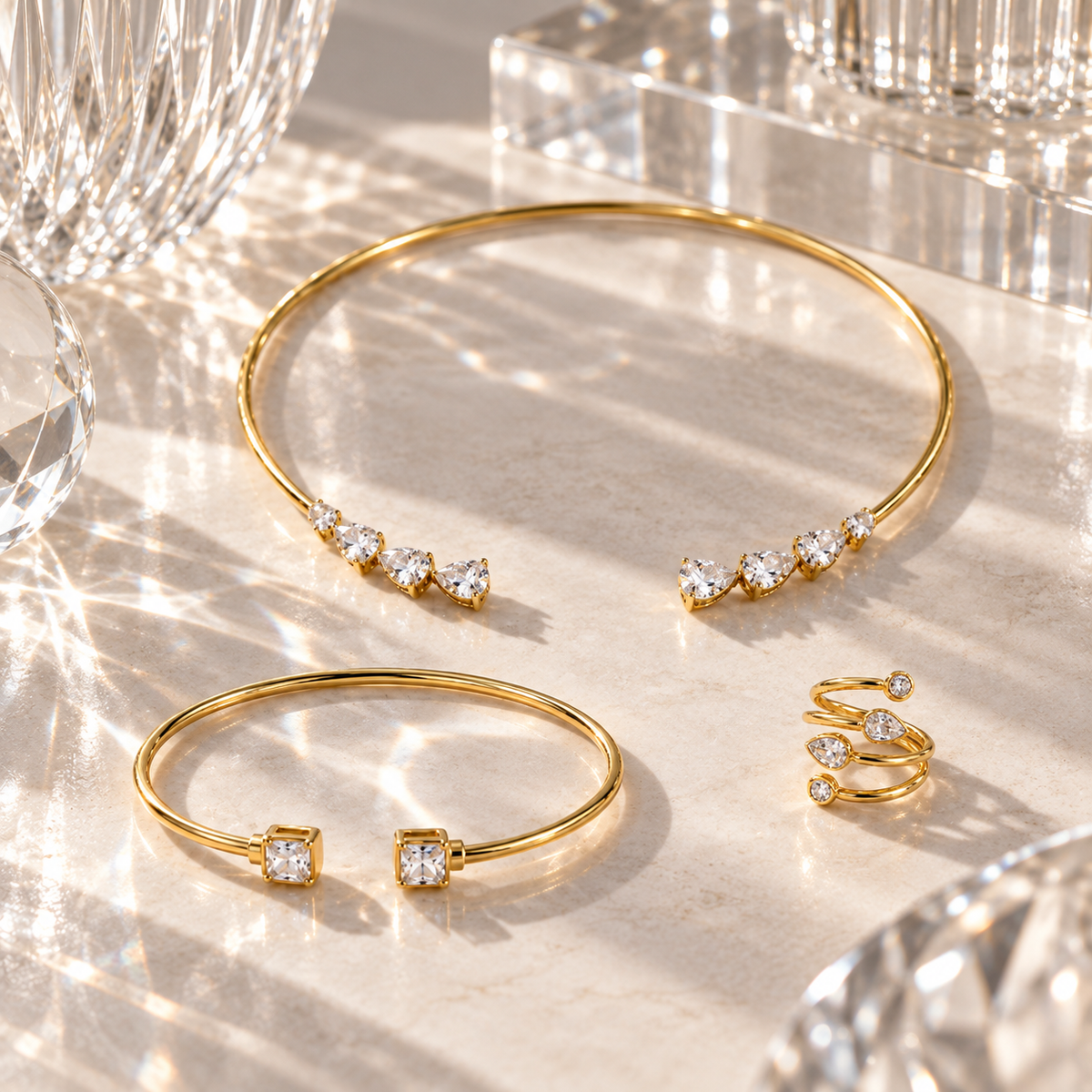 Alisa Twin Set – Schmuckset im hellen Glas-Stillleben