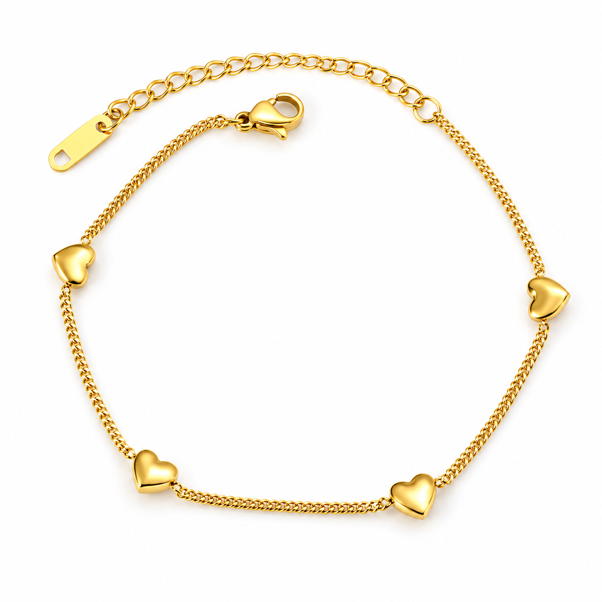 Amora Herz Armband – Armband aus Edelstahl, vergoldet, kleine Herzen entlang der Kette
