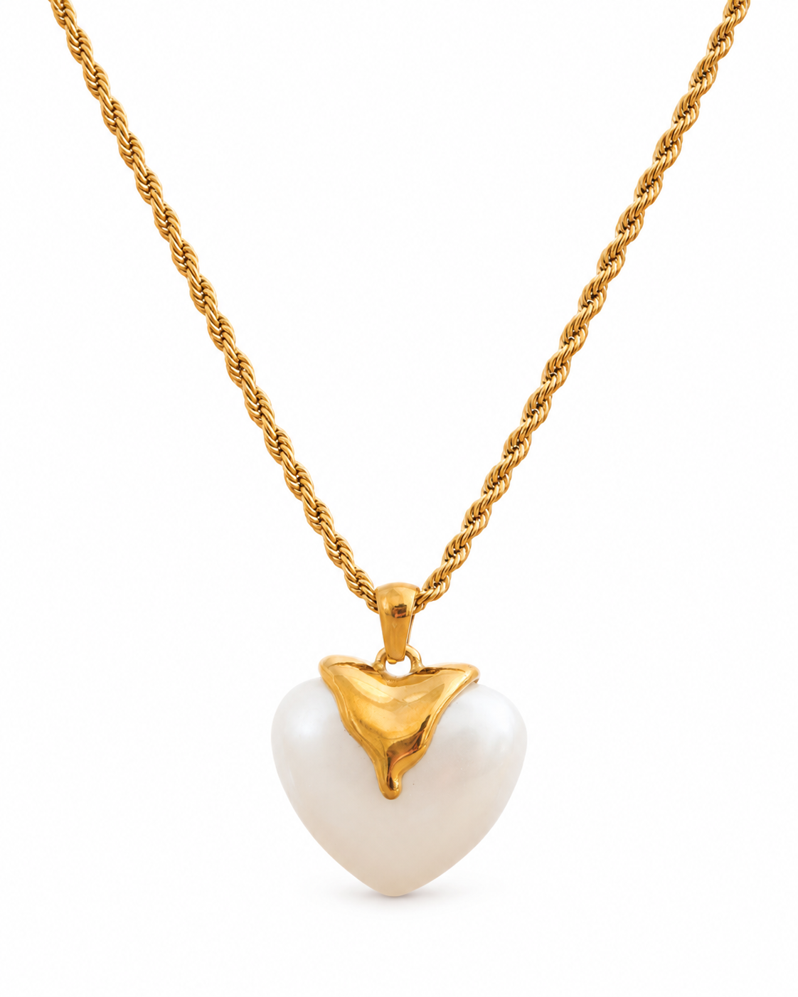 Avelia Pearl Kette – Herzkette aus Edelstahl, vergoldet, Herz in Perlenoptik