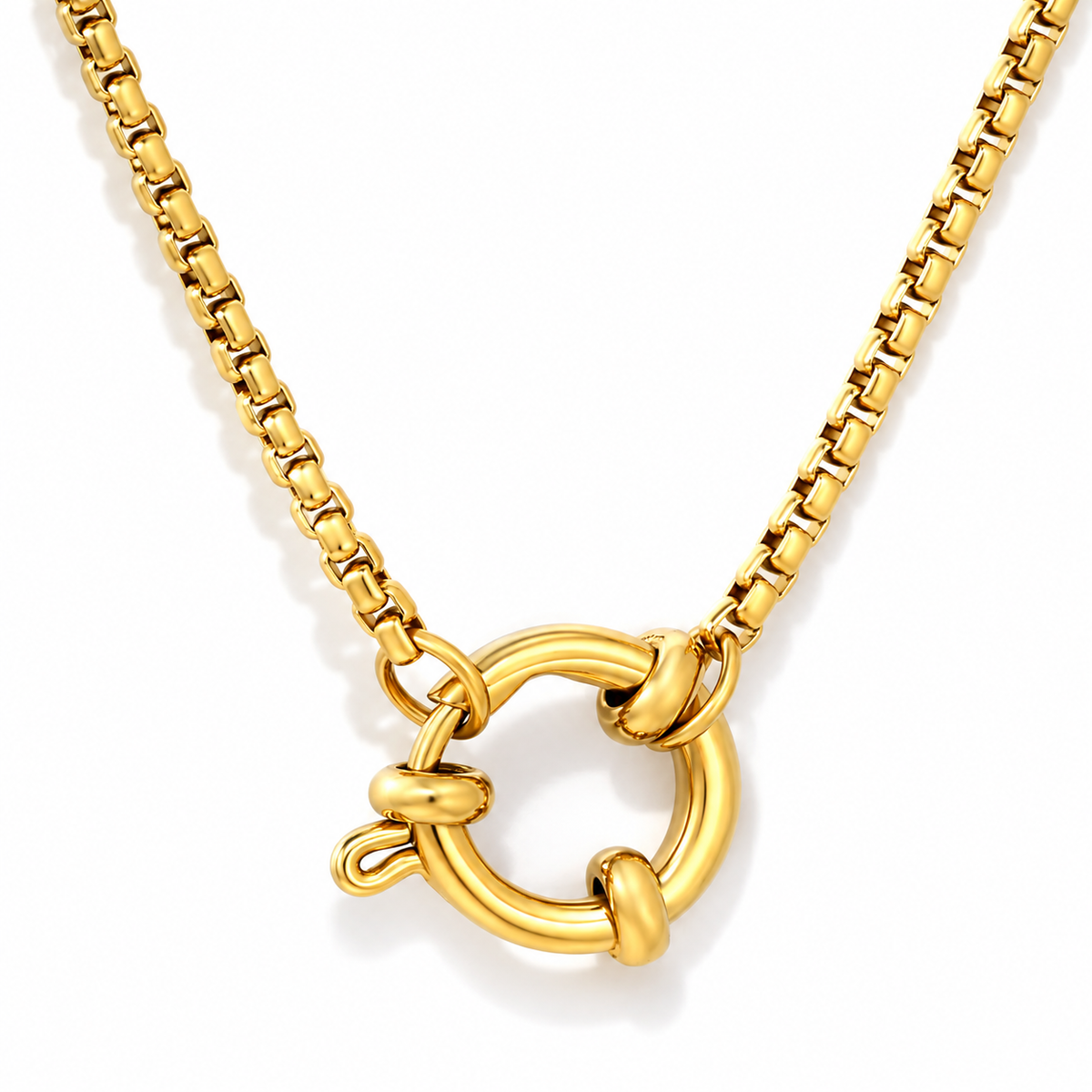 Charm-Kette – Kette zum Kombinieren aus Edelstahl, vergoldet, mit einhängbaren Charms – Ansicht 2