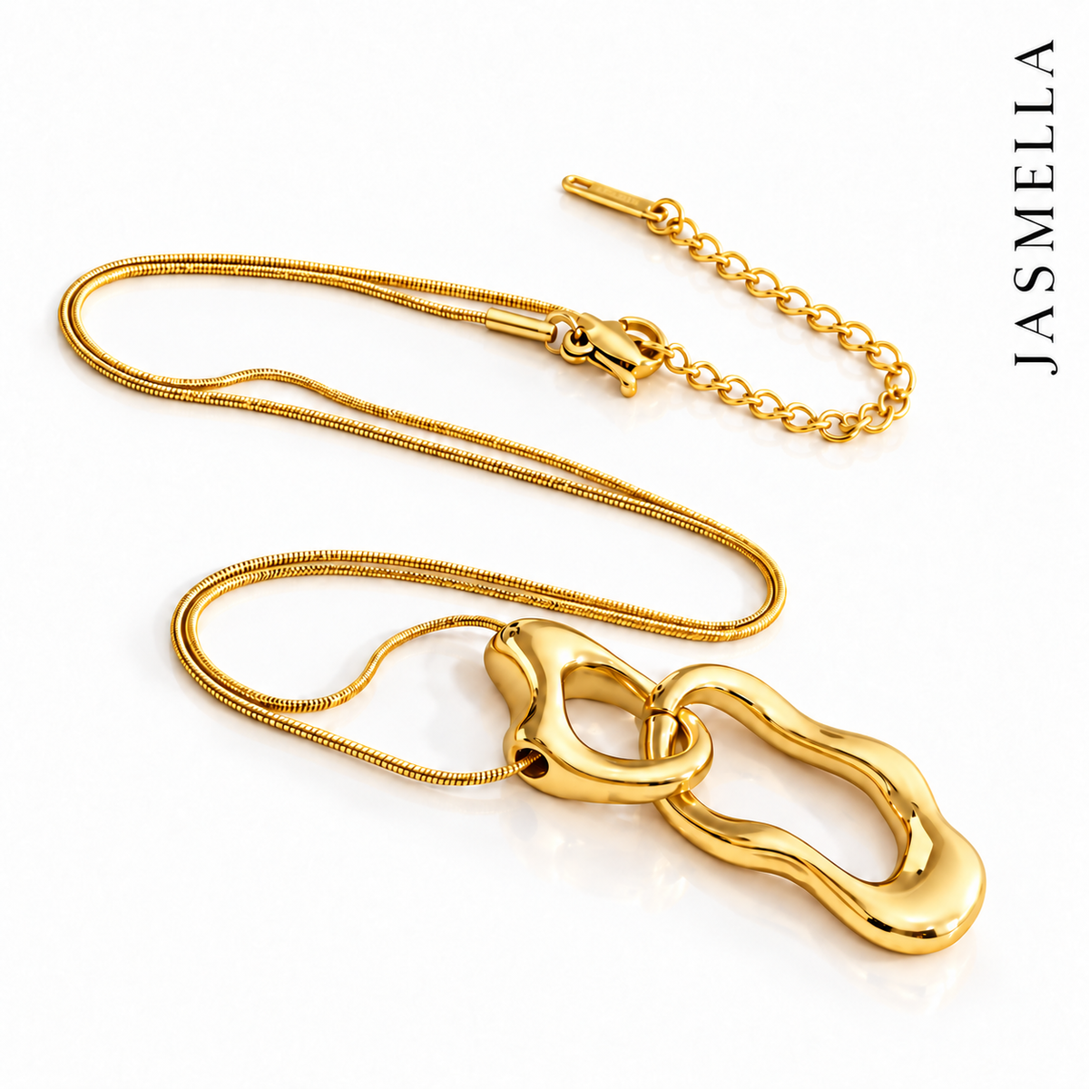 Orelis Loop Kette – Halskette aus Edelstahl, vergoldet, drei ineinandergreifende Loops – Ansicht 4